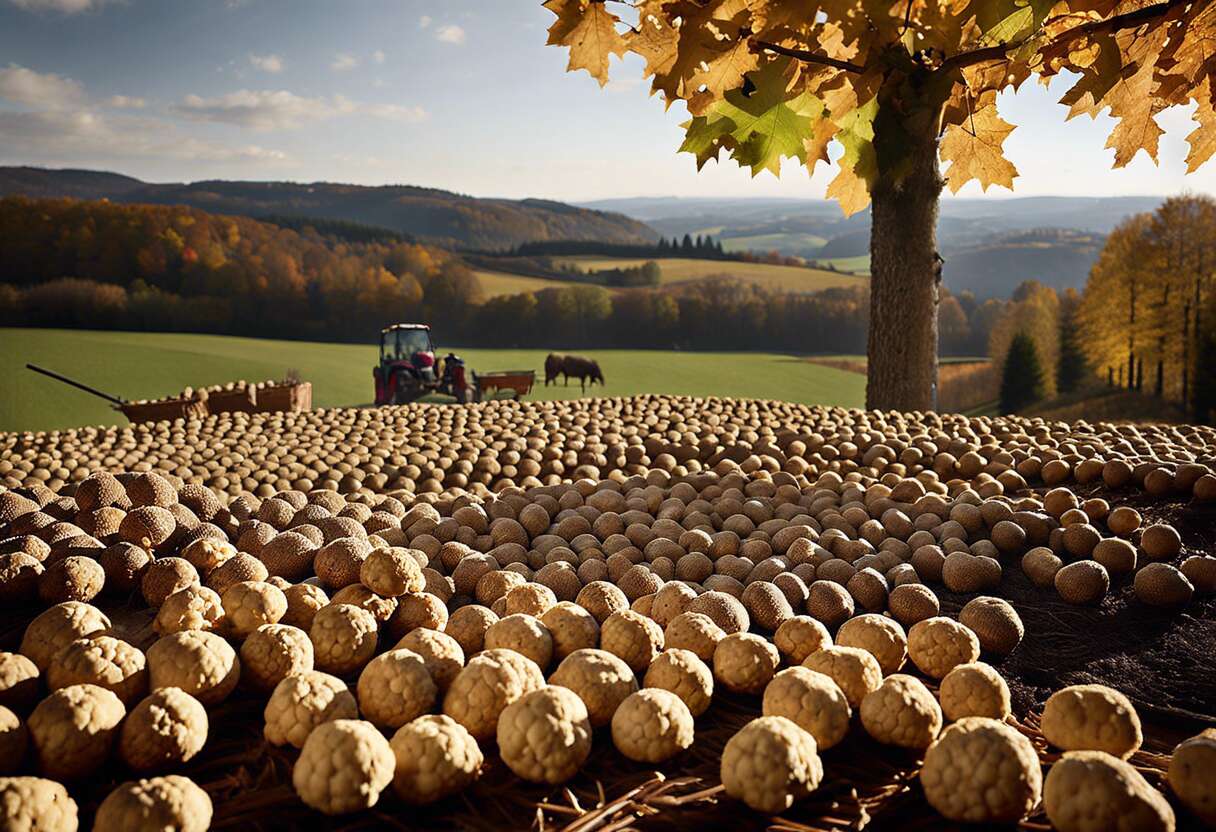 La récolte délicate de la truffe blanche d'alba