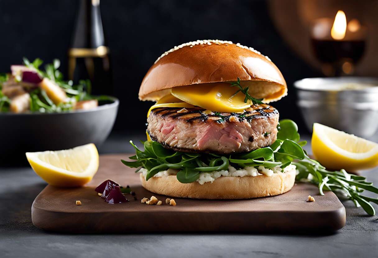 Comment préparer un hamburger au steak de thon, foie gras et truffe pour une expérience culinaire inoubliable ?
